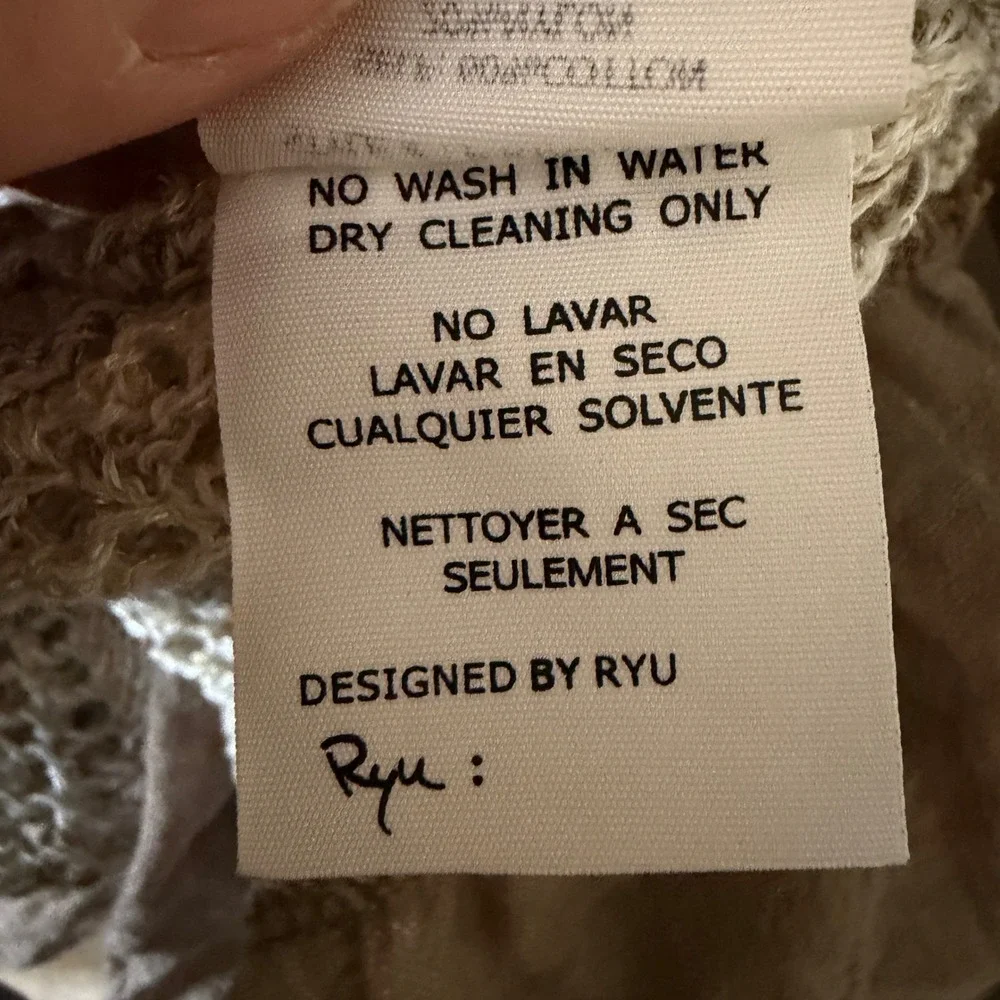 Ryu Crochet Knit Dress Fairy 1XL Cream Boho Ruffle Handkerchief‎ Hem P-RTA5102